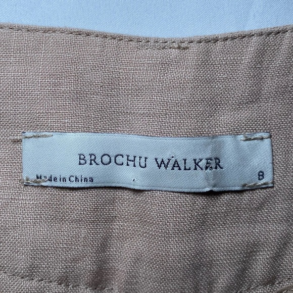 NWOT Brochu Walker Tan Linen Pleated Bermuda Shorts, Size 12 34" Waist - Picture 3 of 7